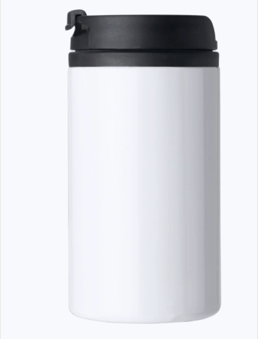 Witte Drupp Travel Mug 250 ml met zwart drinkdeksel, zonder bedrukking