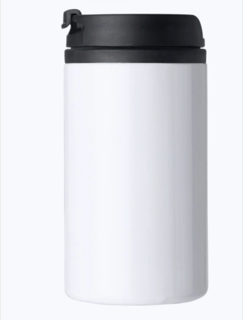 Witte Drupp Travel Mug 250 ml met zwart drinkdeksel, zonder bedrukking